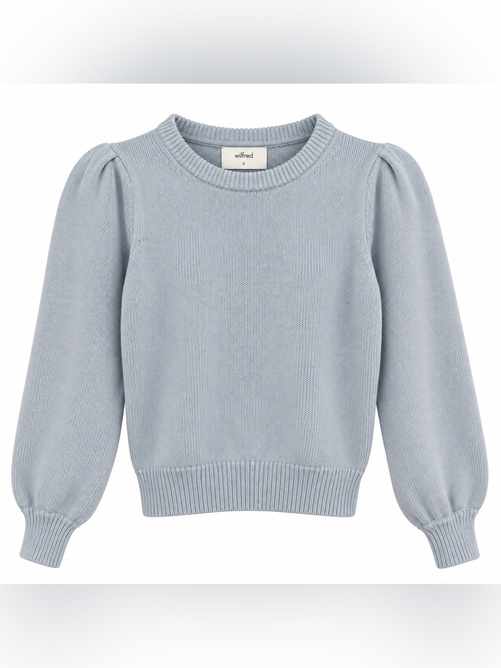 Wilfred Powder Blue Puff-Sleeve Crewneck Sweater